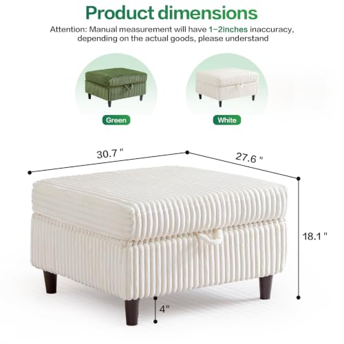 White Storage Ottoman Cube with Lid & Footrest - End of Bed Shoe Stool