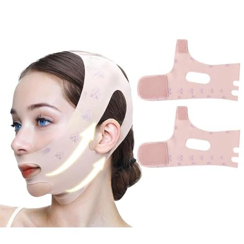 Chin Strap for Sleeping, V Line Chin Face Lifting Mask, Double Chin Reducer Eliminator for Women, Jawline Mask with Breathable & Comfortable Design, Face Wrap for Overnight Skincare (2pcs)