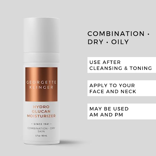 Georgette Klinger Hydro Glucan Moisturizer - Glowing, Long Lasting Hydration, Plumps and Firms Skin while Boosting Natural Moisture, Smoothing Face Cream with Hyaluronic Acid for Dry Skin - 1.7 oz