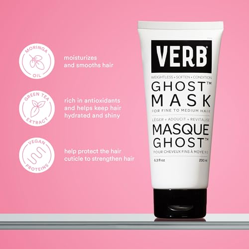 VERB Ghost Hair Mask - Vegan Deep Conditioning Hair Treatment – Repair Hair Mask for Damaged Hair – Intense Hydration Mask with Moringa Oil Defrizzes and Promotes Shine, 6.3 fl oz