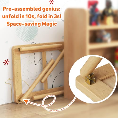 Foldable Wooden Sensory Table with 2 Bins - Indoor/Outdoor Play Set - Space-Saving Design
