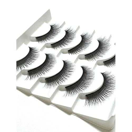 Volume False Eyelashes - 5 Pairs Multipack, Wispy Glam Style Fake Lashes, Lightweight & Reusable Strip Lashes (S8X Style)