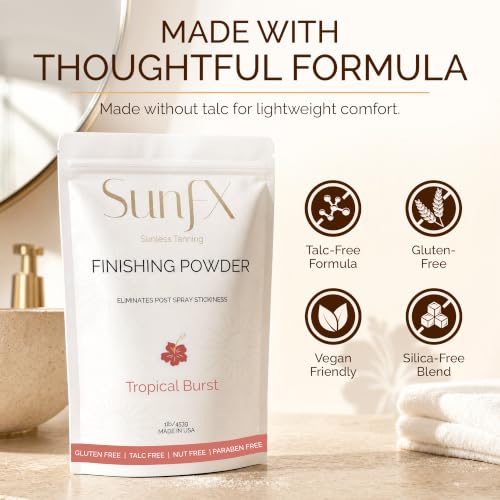 SunFX Setting Powder for Spray Tan 16oz - Talc-Free Vegan Tropical Burst Variation