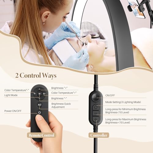 Foldable Floor LED Lamp for Eyelash Extensions - Half Moon Lash Light Black