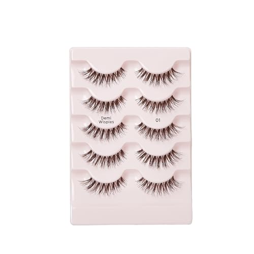 i-ENVY 30 Pairs Demi Wispies False Lashes (6 Pack), Premium Quality 100% Human Hair, Fluffy Feathered Eyelashes With Volume & Curl, Natural Look, Lightweight, Comfortable, Reusable for Everyday Wear