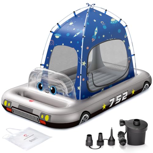 Silver Spaceship Inflatable Toddler Travel Bed with Tent & Fast Pump