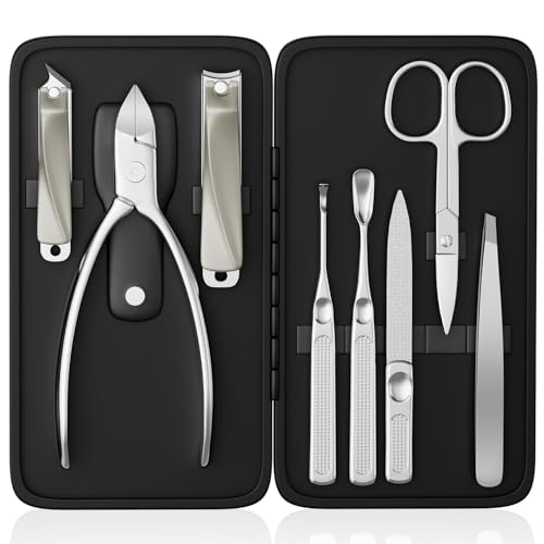 8-in-1 Manicure Pedicure Grooming Kit Stainless Steel Nail Clipper with Leather Case