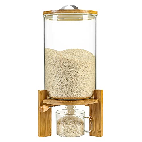 8L Glass Rice Dispenser with Airtight Lid & Measuring Cup - Durable Kitchen Storage