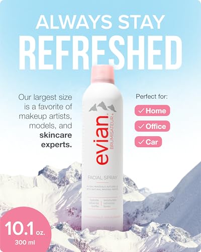 BRUMISATEUR Evian Facial Spray 10.1oz Hydrating Mineral Water Mist for Face & Skin — Refresh & Set Makeup