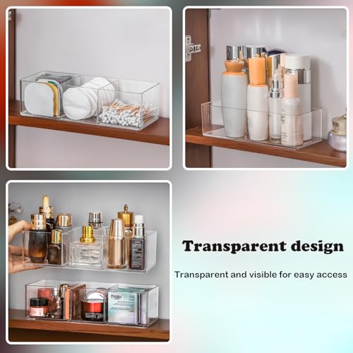 Acrylic Makeup Organizer Set - 4 Pieces, Stackable Clear Storage