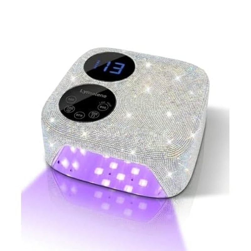 80W Cordless Nail Lamp with Magnetic Detachable Base, Dual-Screen Display & Gel Nail Light, Professional UV/LED Light for Gel Nails Fast Curing All Gel Polishes (Diamond)