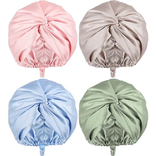 Maiteenly Light Color 4-Pack Adjustable Silk Sleep Bonnet for Hair Care & Night Use
