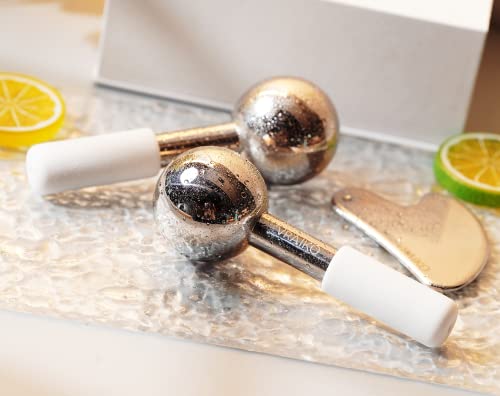 VRAIKO Ice Globes & Gua Sha Set - White Facial Cryo Tools for Dark Circles Puffiness