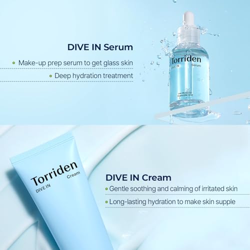 Torriden DIVE IN Serum 1.69 fl.oz. + Cream 2.71 fl.oz. | Hyaluronic Acid Care Duo Set | Deep Hydrating Skin Care to Get Glass Skin