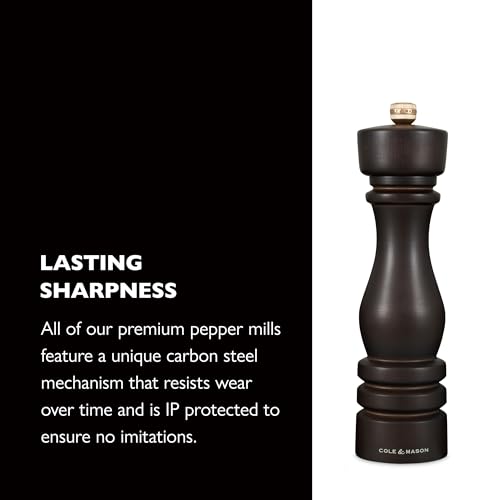 Salt & Pepper Mill Gift Set - Adjustable Ceramic & Steel Mechanisms, 8 Inches, Chocolate Wood