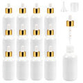 Light-Proof White Porcelain Dropper Bottle Set - Refillable 2oz, 12 Pack