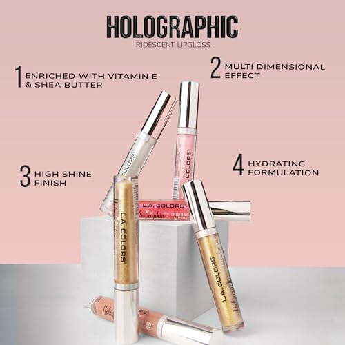 L.A. COLORS Holographic Iridescent Lipgloss, Gold Rush CLG422