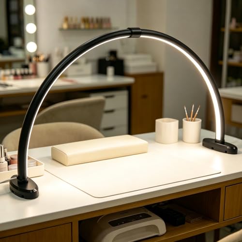 Black 23 Inch Detachable Foldable LED Nail Desk Lamp - 3 Modes, Stepless Dimming