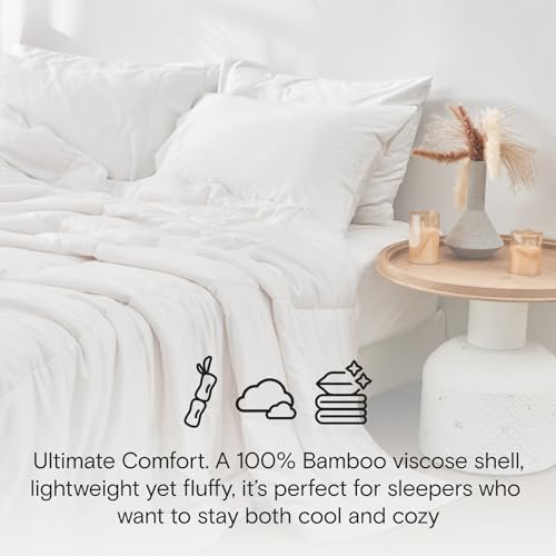 DOZ All Season Cooling Comforter Twin XL - Bamboo Viscose, Breathable, Lightweight, Soft, Down Alternative Duvet Insert with 8 Loops