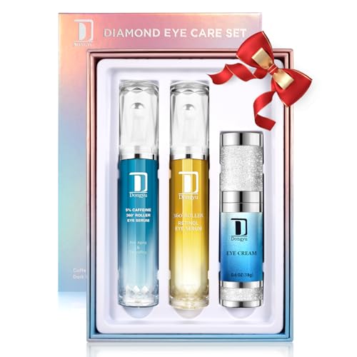Dongyu Caffeine Eye Cream Set: Eye Serum Kit for Dark Circles Puffiness - Self Care Gifts for Women Birthday Gifts for Her