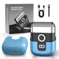 Mini Electric Razor for Men Face - Blue, 3-Blade Waterproof Shaver