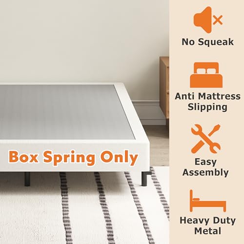 ZASHONT 7 Inch Queen Box Spring Heavy Duty Steel Bed Support with Fabric Cover