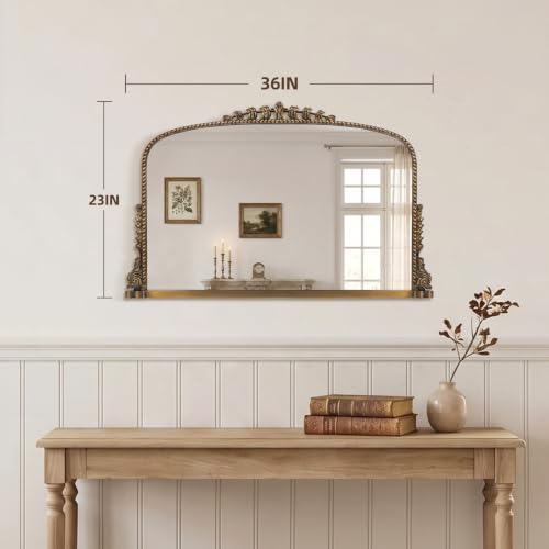 Vintage Gold Baroque Mirror 36x23 inches with Antique Finish - Wemily Variation