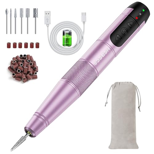 Cordless Electric Nail Drill Set with 12 Drill Bits & Buffers - Purple