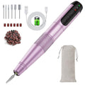 Cordless Electric Nail Drill Set with 12 Drill Bits & Buffers - Purple