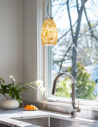 Kira Home Sea Shell Pendant Light Glass Shades Set of 2 for Kitchen Island