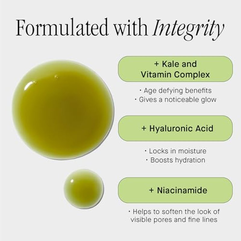 Brandefy Superfood Glow Serum - Kale & Vitamin Complex, Hyaluronic Acid, Niacinamide - Hydrating, Antioxidant Serum for Radiant Skin, Made in the Canada (1 Fl Oz)