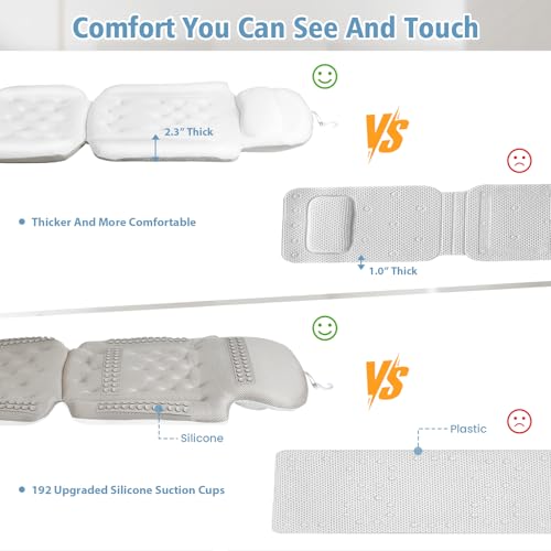 Naposeuo 51x16 Inch Full Body Bath Pillow with Mesh Laundry Bag - White, 5D Air Mesh, Quick Drying, Non-Slip Support Cushion