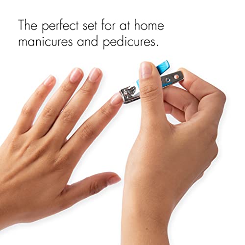 TRIM Azure Collection Clipper Set ? Precision-Ground Cutting Edges for Clean, Even Cuts ? Convenient and Easy to Use ? Perfect for at-Home Manicures and Pedicures ? Carbon Steel