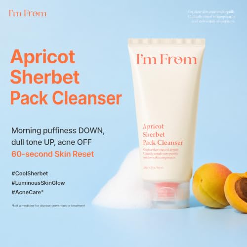 Korean Apricot Sherbet Pack to Foam Facial Cleanser - Gentle Cooling & Refreshing 4.06 fl oz