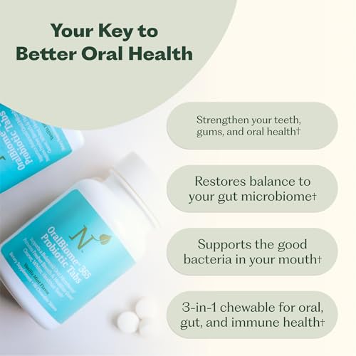 OralBiome 365 3-in-1 Chewable Probiotics for Breath, Gut & Immune Support - Vanilla Mint, 90 Servings