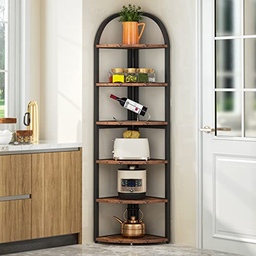 Tribesigns 6-Tier Rustic Corner Shelf - 71 Inch Tall Space-Saving Plant & Display Rack