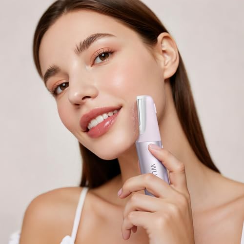 WLU Dermaplane Razor for Women Face with 10 Replaceable Blades, Dermaplaning Tool for Face to Remove Facial Hair & Peach Fuzz, Sonic Dermaplaning Tool for Women, Dermaplane Razor(Purple)