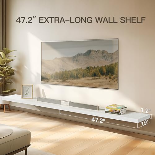 Amada 47-Inch White Floating Shelves Set of 2 with Invisible Brackets