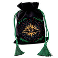 Black Velvet Pouch for Tarot Decks, Oracle Cards and Crystals, Embroidered Mystical Makeup Bag, Soft Velvet Cosmetic Pouch, Travel Organizer Storage Bag with Tassel