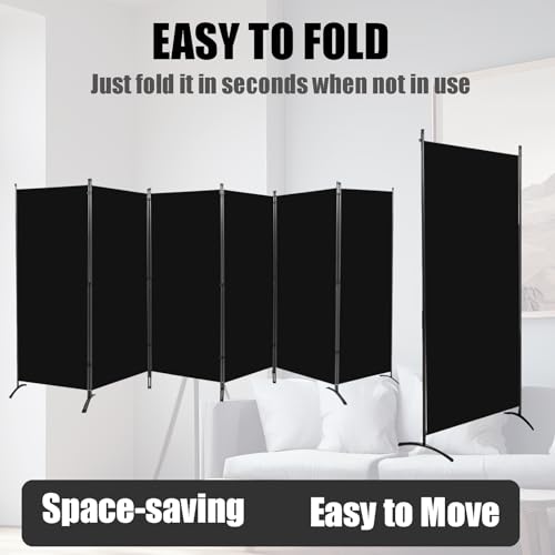 Black 6-Panel Room Divider Folding Privacy Screen for Home Office Classroom