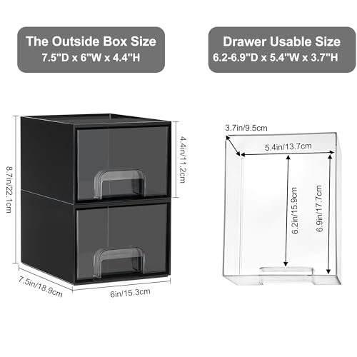 Vtopmart Black Small Stackable Storage Drawers for Cologne & Makeup - 4 Pack