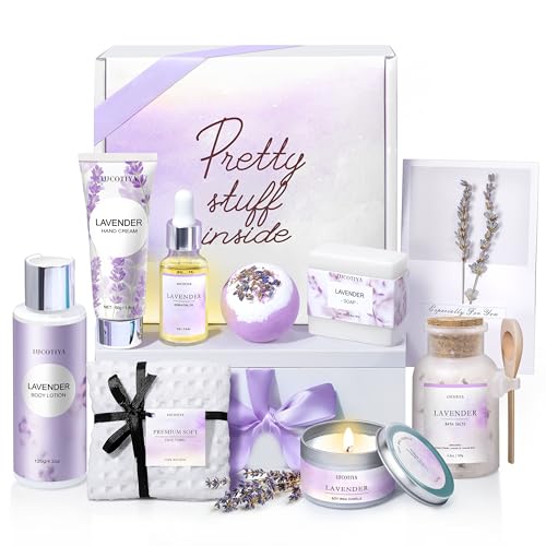 Lavender Spa Gift Basket for Women - 10-Piece Relaxation & Self-Care Set
