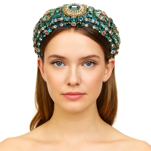 Wide Crystal Headband for Women Pearl Rhinestone Hair Accessory Party Wear