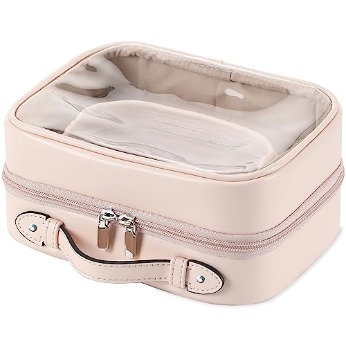 Pink Large TSA Approved Toiletry Bag with Double Layer & Clear Makeup Organizer