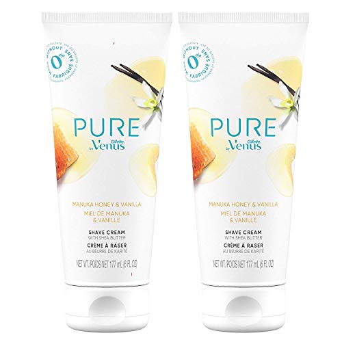 Shaving Cream with Manuka Honey & Vanilla - Shea Butter, 6oz, Pack of 2 - Honey & Vanilla Variant