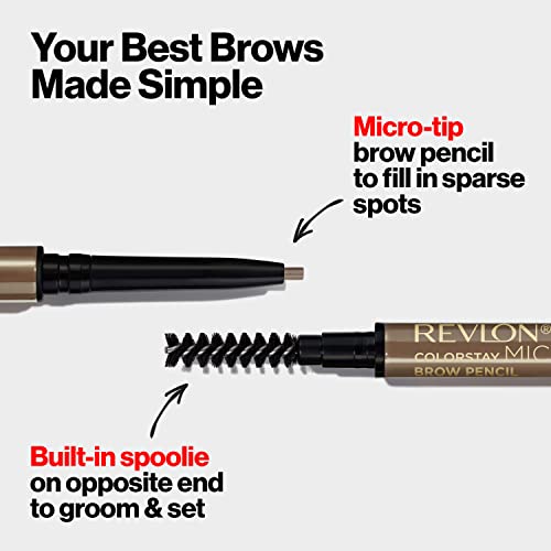 Revlon ColorStay Micro Eyebrow Pencil with Built In Spoolie Brush, Infused with Argan and Marula Oil, Waterproof, Smudgeproof, 450 Blonde, 0.003 oz (Pack of 2)