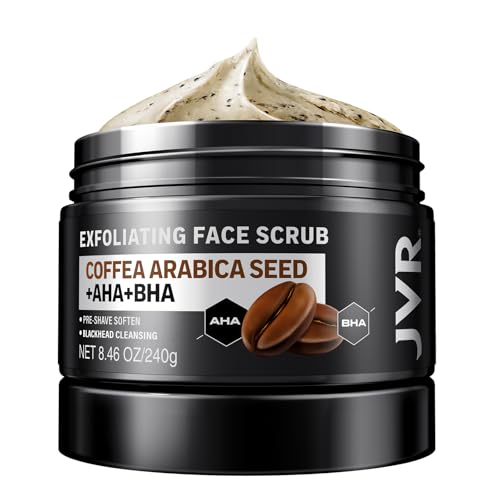 Men's Face Scrub with Coffee Extract, AHA & BHA - Deep Exfoliating & Pre-Shave (8.46 Fl Oz) - Variation of THIS Listing