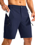 Men's Hiking Cargo Shorts - 9-Inch Inseam, Medium, Navy, Lightweight Outdoor Shorts with 5 Zipper Pockets