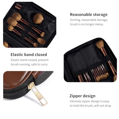 Brown 20-Piece Makeup Brush Set with Bag - Face, Eye, Foundation, Blending