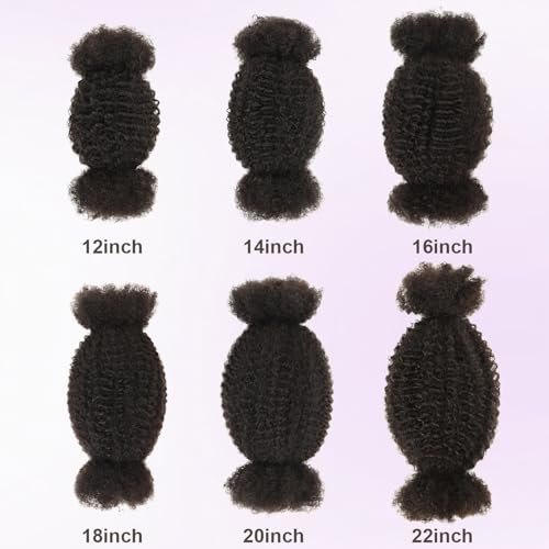 Lovenea 1B Natural Black Afro Kinky Human Hair for Braiding 12-inch, 1 Pack
